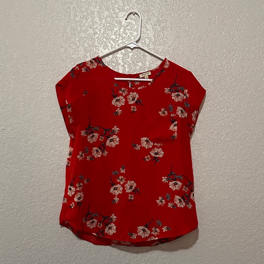 Lily White Red Floral Blouse